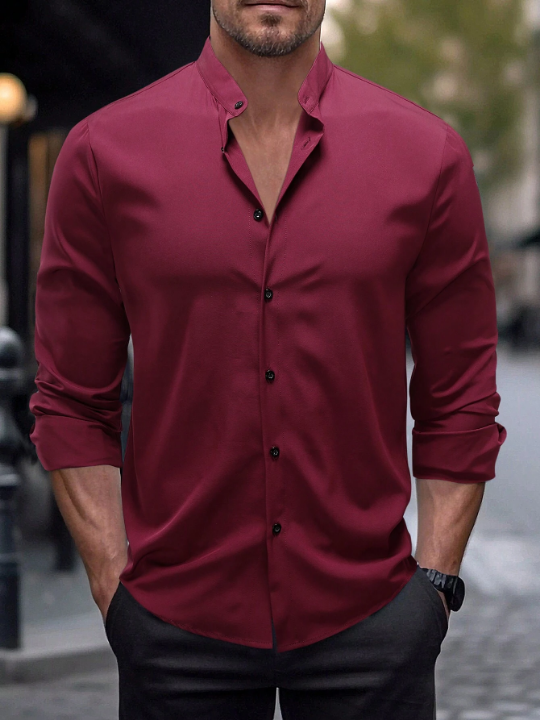 Manfinity Mode Men's Solid Color Shirt