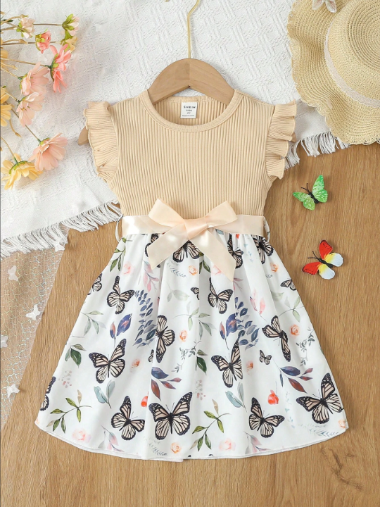 Young Girl Butterfly Pattern Dress