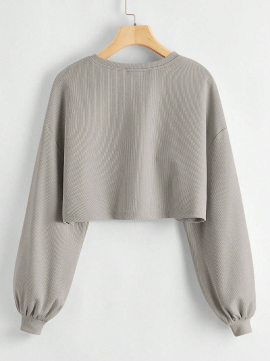 EZwear Round Neck Drop Shoulder Knitted Sweater