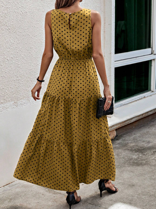 LUNE Polka Dot Print Sleeveless Dress