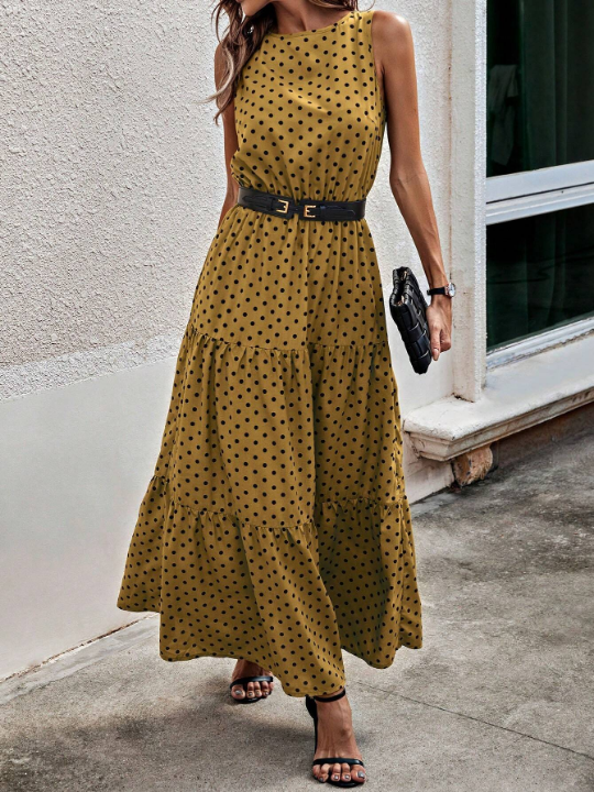 LUNE Polka Dot Print Sleeveless Dress