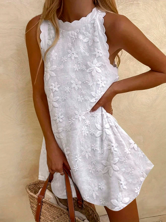 Floral Embroidered Sleeveless Dress