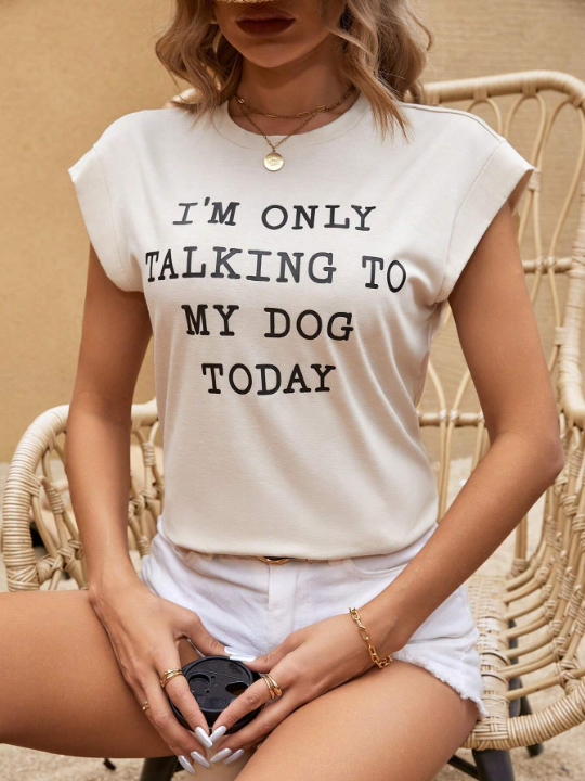 Frenchy Women's Slogan Printed Round Neck T-Shirt