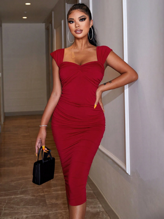 Sweetheart Neck Ruched Bodycon Dress