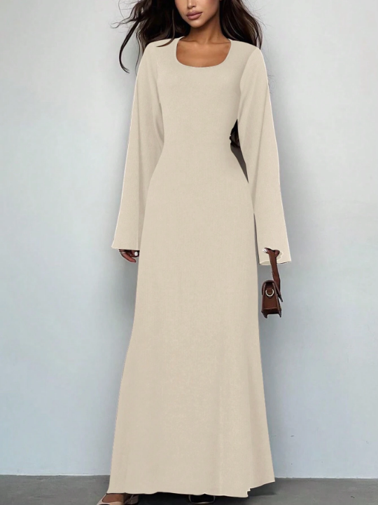 Solid Color Long Sleeve Dress