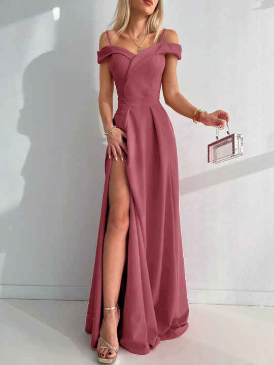 Women's Off-shoulder High Split Dress