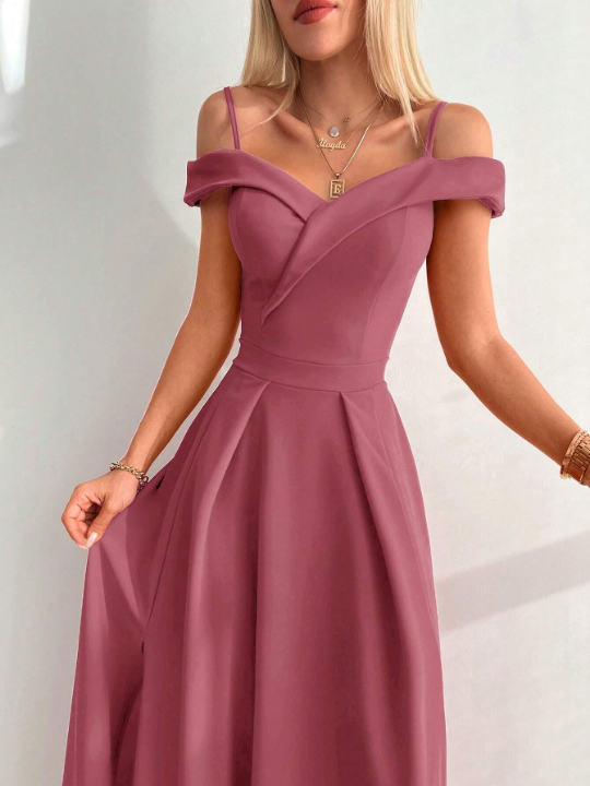 Women's Off-shoulder High Split Dress