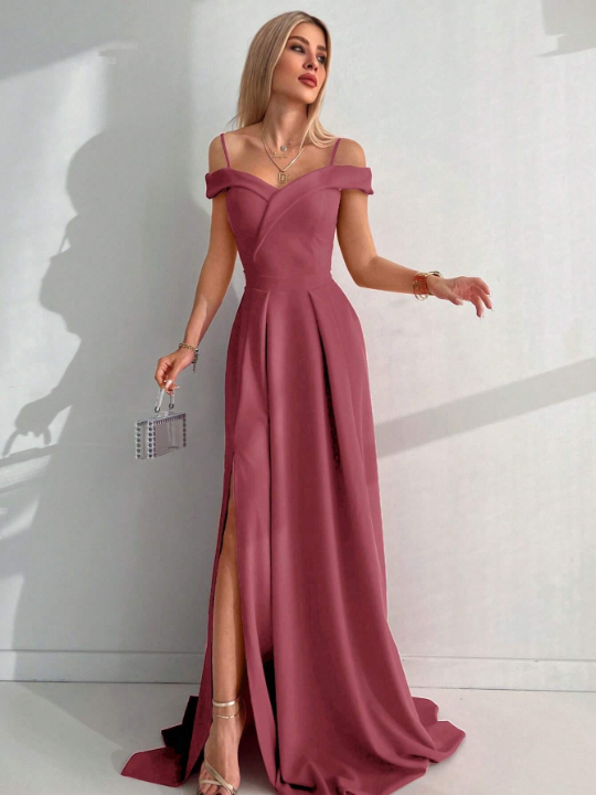 Women's Off-shoulder High Split Dress