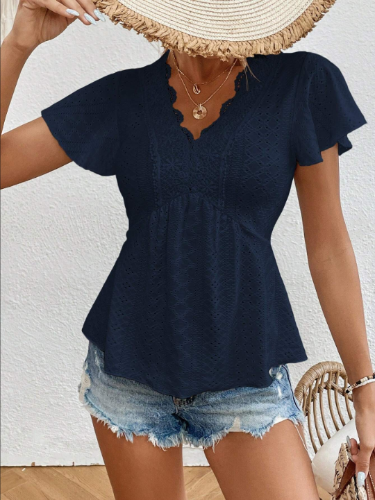 Frenchy Women'S Butterfly Sleeve Lace Blouse