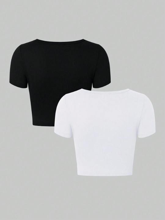 Women's Black & White T-Shirt Set