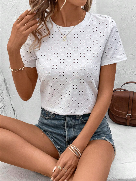 LUNE Summer Casual White Short Sleeve Women's T-Shirt