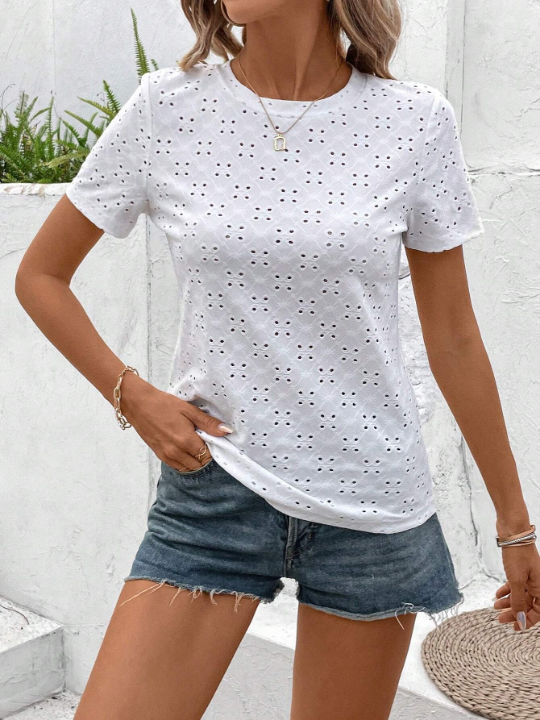 LUNE Summer Casual White Short Sleeve Women's T-Shirt