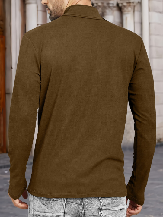 Men'S Solid Color Turtleneck Long Sleeve T-Shirt