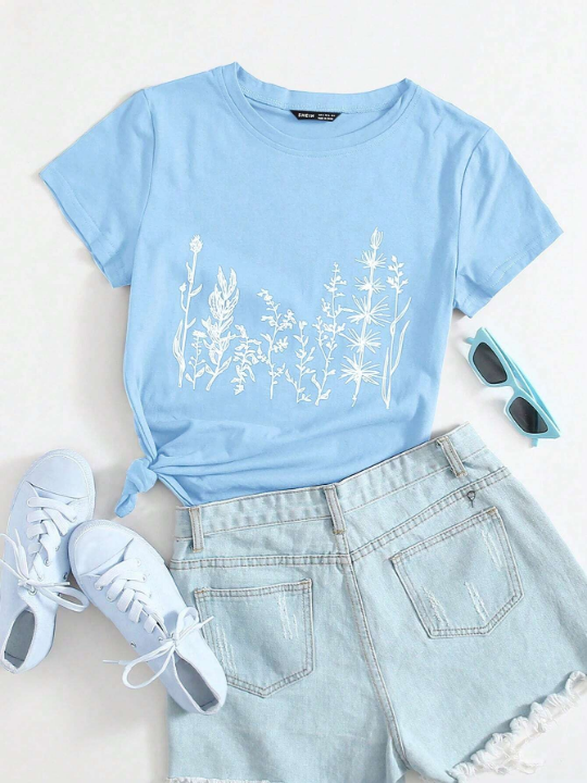 Botanical Printed Short Sleeve T-Shirt