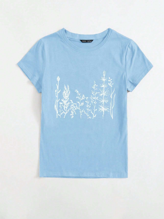 Botanical Printed Short Sleeve T-Shirt