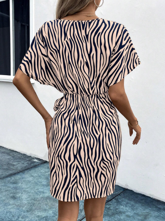 Wrap & Tie Zebra Print Dress