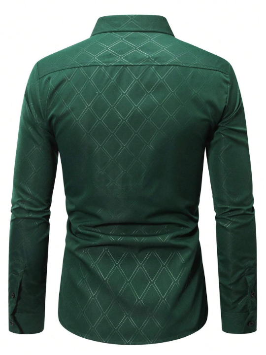 Manfinity Mode Men's Diamond Printed Long Sleeve Shirt