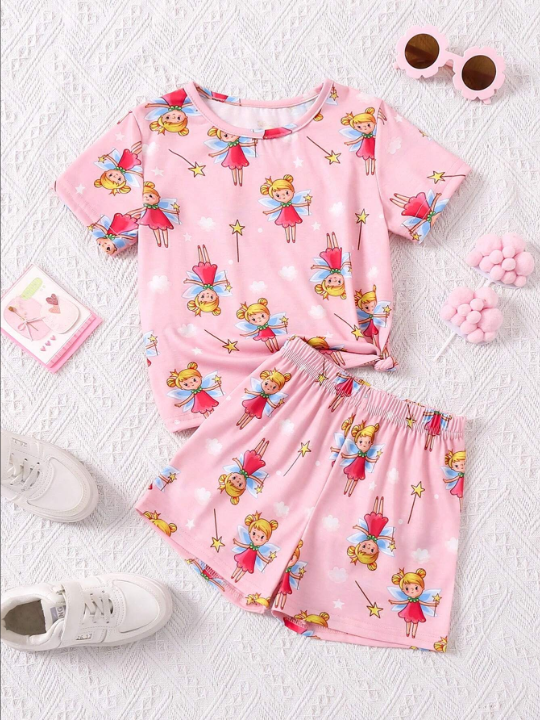 Kids QTFun Young Girl's Summer Magic Wand Printed Casual Outfit Set