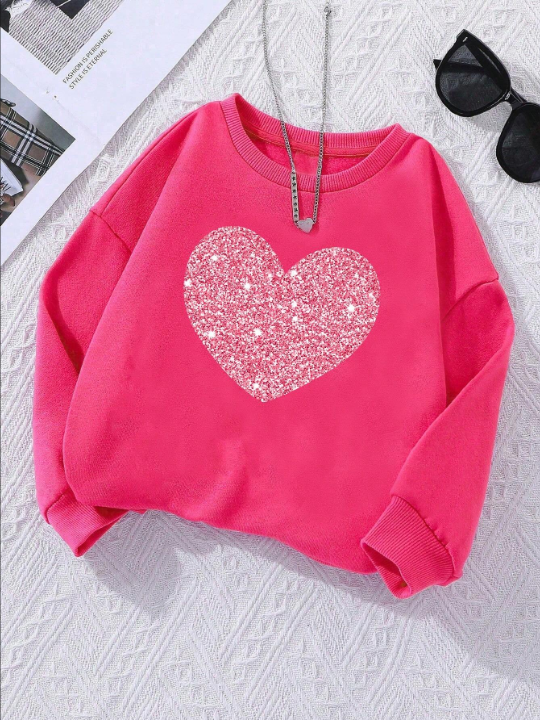 Young Girl's Casual Long Sleeve Round Neck Sweatshirt, Suitable For Autumn And Winter