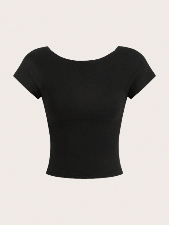 EZwear Leisure And Simple Solid Tight-Fitting Round-Neck Short-Sleeved T-Shirt Suitable For Summer