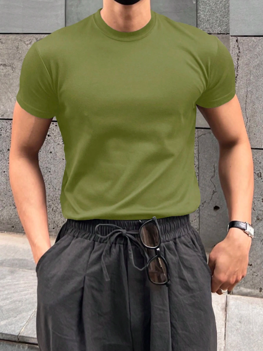 DAZY Men's Solid Color Short Sleeve Summer T-Shirt