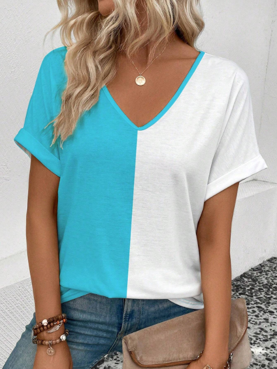 LUNE Women's Color Block T-Shirt Short Sleeve