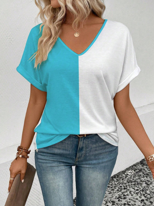 LUNE Women's Color Block T-Shirt Short Sleeve