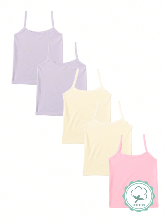 Young Girl Solid Color Basic Tank Top Underwear With Thin Straps