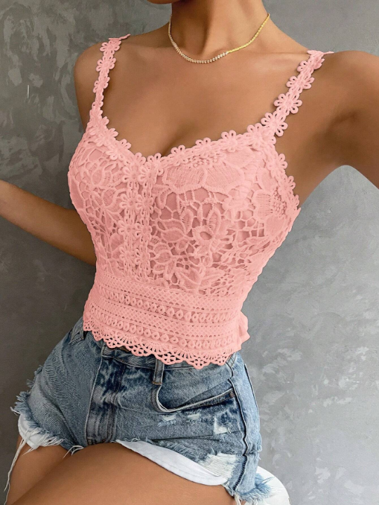 Essnce Guipure Lace Overlay Cami Top