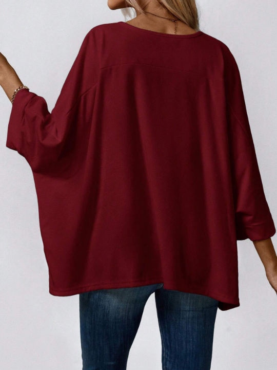 LUNE Women's Solid Color Batwing Sleeve T-Shirt