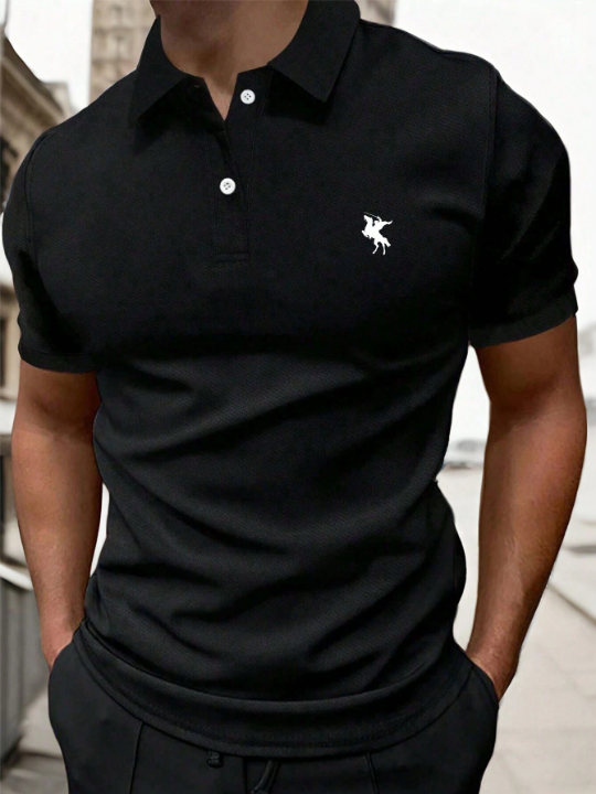 Manfinity Mode Men'S Printed Short Sleeve Polo Shirt