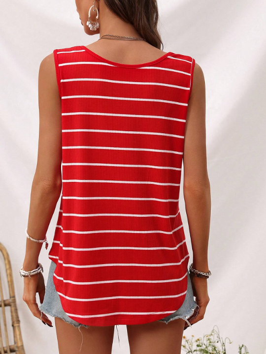 LUNE Women's V-Neck Striped Tank Top