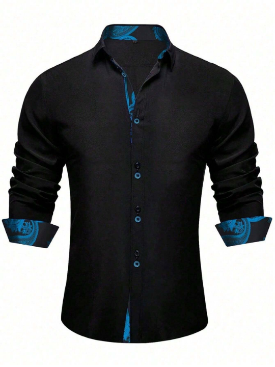 Manfinity Homme Men Contrast Trim Button Up Shirt