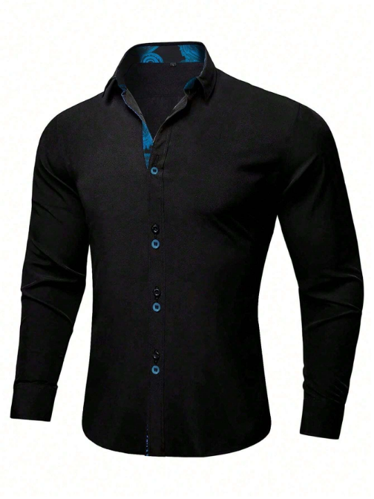 Manfinity Homme Men Contrast Trim Button Up Shirt