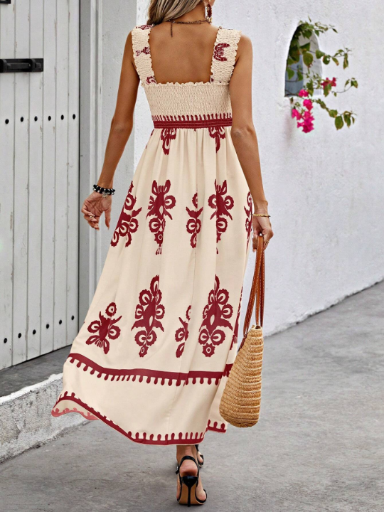 VCAY Random Printed Bustier Style Sleeveless Dress