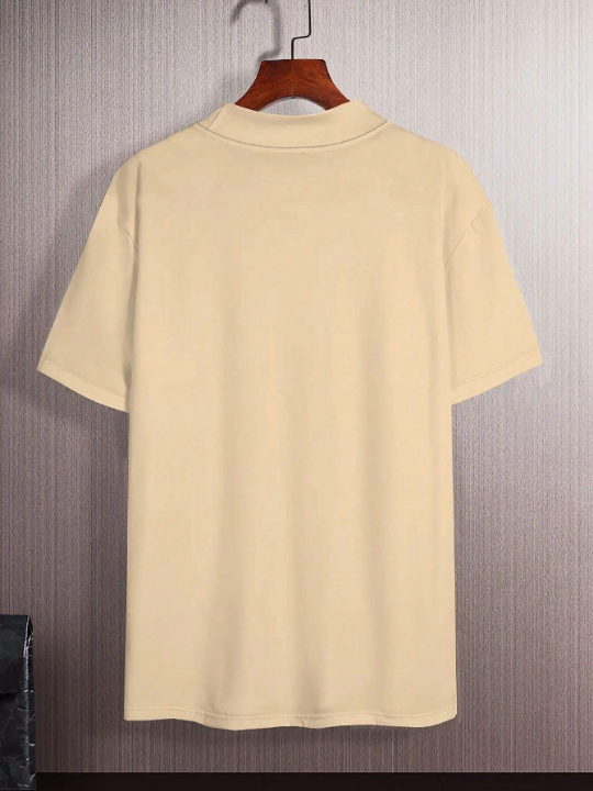 Men's Solid Color Turtle Neck Short Sleeve T-Shirt