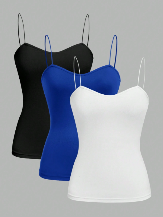 EZwear 3pcs Casual & Versatile & Sexy Tight-Fitting Camisoles For Summer