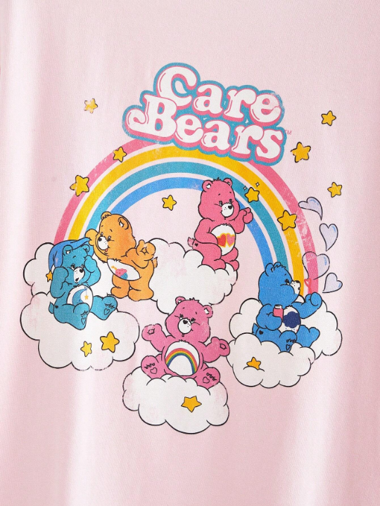 ROMWE X Care Bears Drop Shoulder Cartoon Print T-Shirt