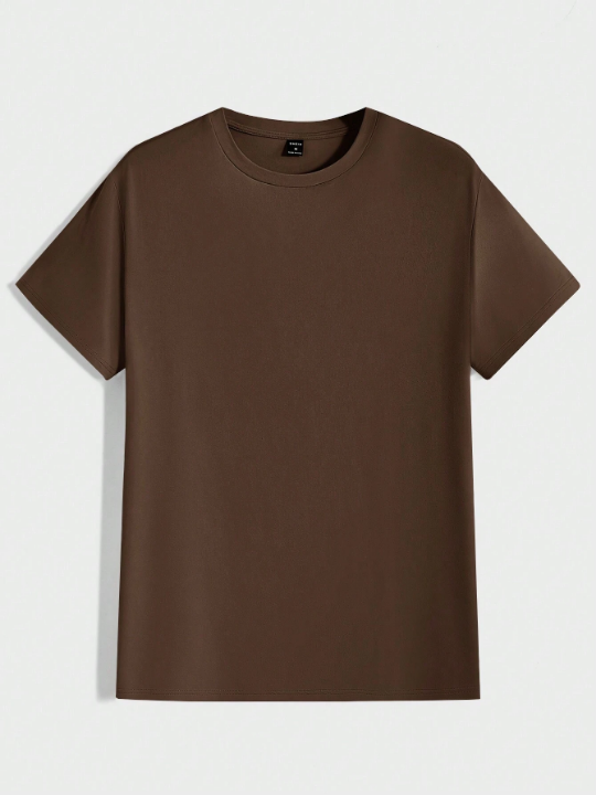 Manfinity Basics Men's Casual Solid Color Round Neck Short Sleeve T-Shirt