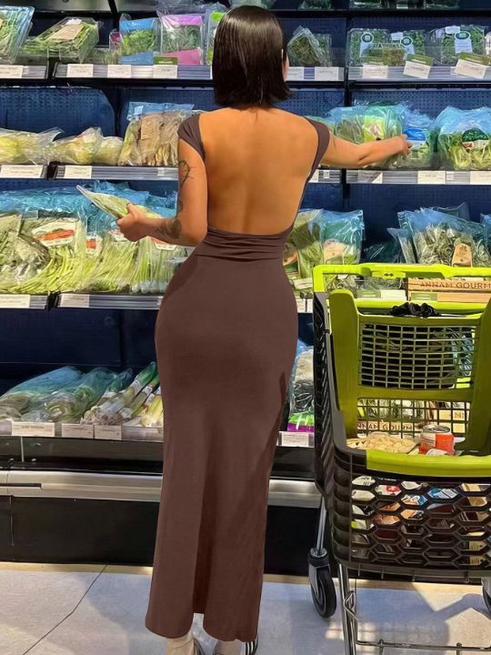 SXY Ladies' Sexy Backless Slim Fit Maxi Dress