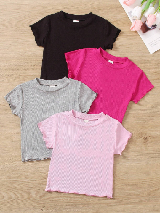 Kids EVRYDAY Young Girls' Solid Color Round Neck Casual T-Shirt