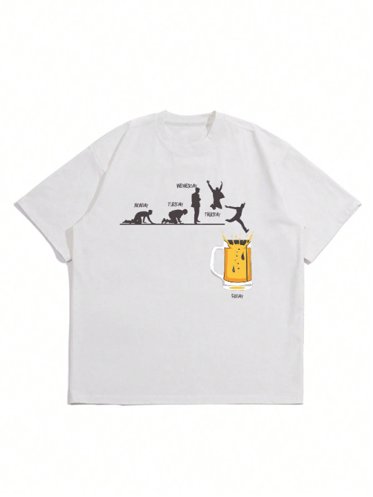 Men's Letter & Character Printed Short Sleeve T-Shirt