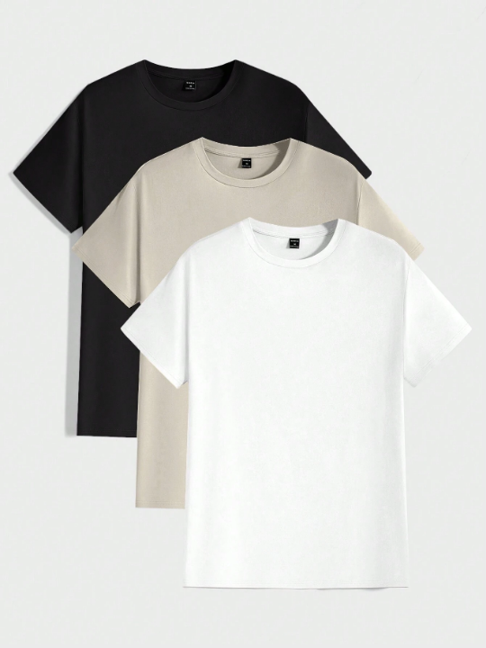 Manfinity Basics Men's Casual Solid Color Short Sleeve T-Shirt