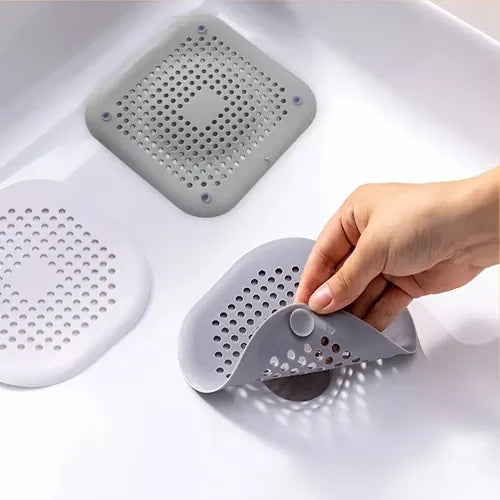 1pc Square Drain Hair Catcher, Hair Filter With Suction Cup, Sink Anti-Clog Filters, Tub Shower Floor Drain Plugs, Easy To Install, Suit For Bathroom, Bathtub, Kitchen, Bathroom Accessories