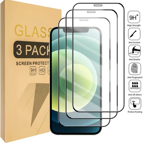 3 Pack Tempered Glass Protective Glass Film For IPhone 14 13 12 Pro Max Pro Plus 11 X XR XS Max