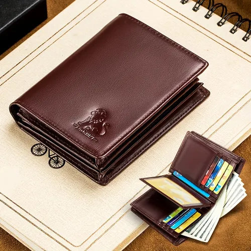 Genuine Leather Large Capacity Bifold Wallet, Rfid Wallet Credit Card Holder With 15 Card Slots Gifts For Men