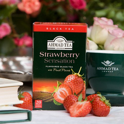 Ahmad Black Fruit Tea. Strawberry Sensation 20bags