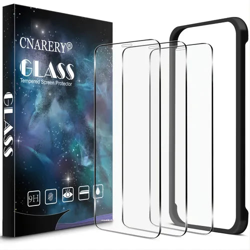 [3 Pack] Cnarery Ultra Clear Case Friendly Bubble Free Full Coverage Tempered Glass Screen Protector With Installation Frame For,iPhone 11/11 PRO MAX/12/12PRO/12 PROMAX/13/13PRO/13PROMAX/14/14PLUS/14P