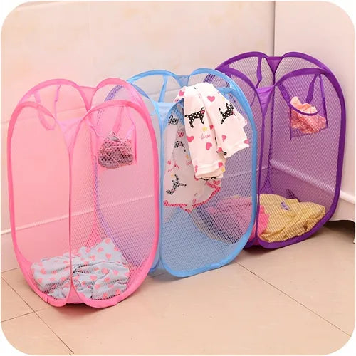 1pc Pop-up Mesh Laundry Basket, Collapsible Portable Clothes Washing Laundry Hamper, Foldable Dirty Clothes Storage Basket, Home Socks UnderwearToys Sundries Storage Basket