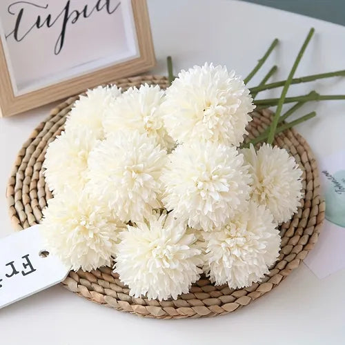 5pcs Artificial Flowers Chrysanthemum Ball Flowers Bouquet  Present For Important People Glorious Moral For Home Office Coffee House Parties And Wedding